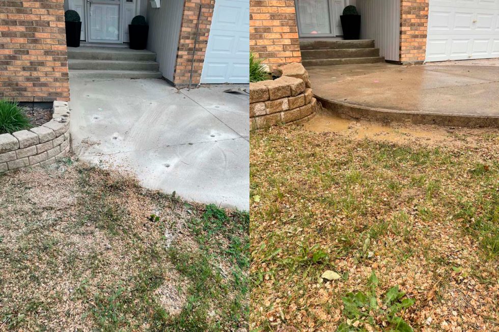 Before and after mudjacking result